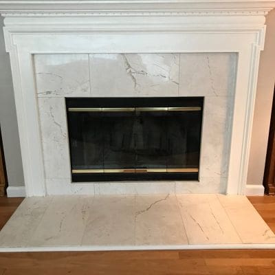 White Marble Wood Burning Fireplace