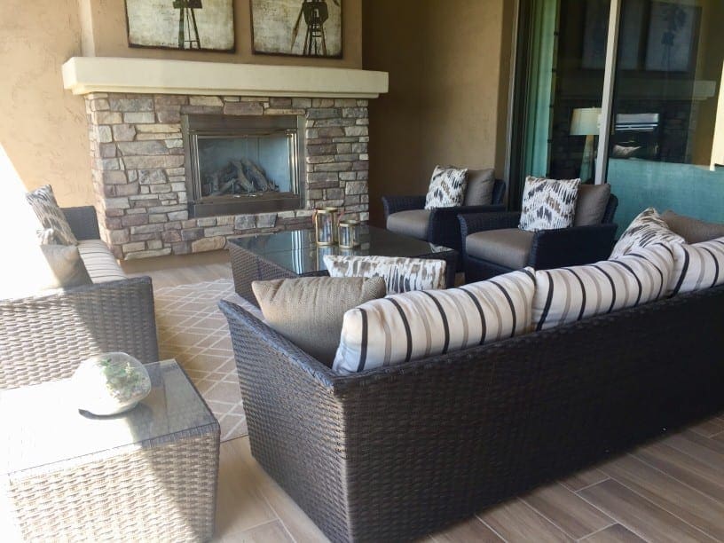 Outdoor Living space with fireplace