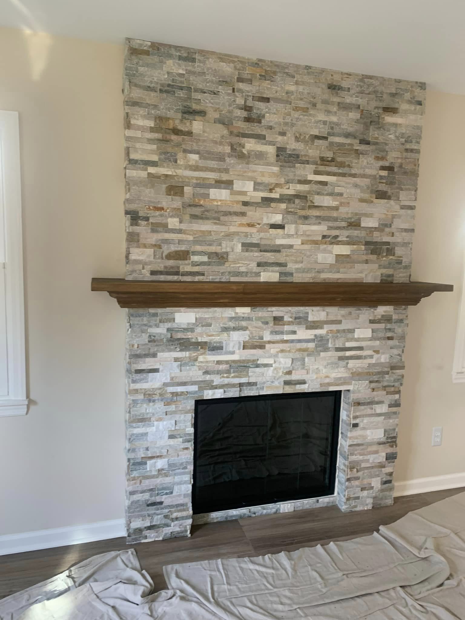 Golden Honey Ledgestone, Custom-made Mantle Shelf, and Custom Fireplace ...