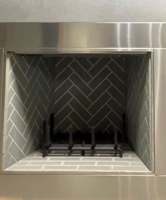 Outdoor Lifestyles Cottagewood 42" Outdoor Wood Burning Fireplace with Gray Herringbone Refractory - ODCTGWD42H