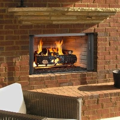 Outdoor Lifestyles 42″ Villawood Outdoor Wood Burning Fireplace with Herringbone Refractory – ODVILLA42HB