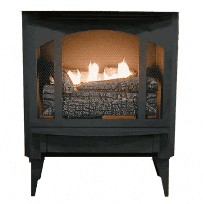 Buck Stove T-33 Series Vent Free Gas Stove with Legs, DX18 Gas Logs and Blower – LP – NV T33LP